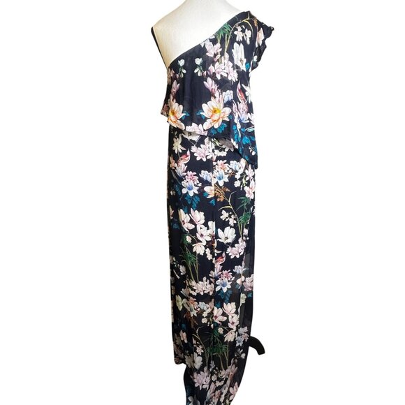 Slate & Willow Women's Maxi Dress Black Hudson Floral One-Shoulder Sz 4 - Picture 9 of 15